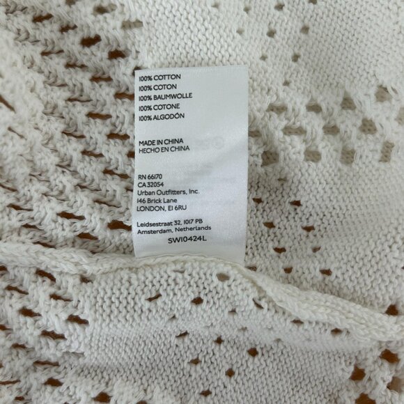 Pilcro Cardigan Sweater Sz Sm Crochet White Pointelle Peplum Bell Sleeve Boho - Picture 7 of 10